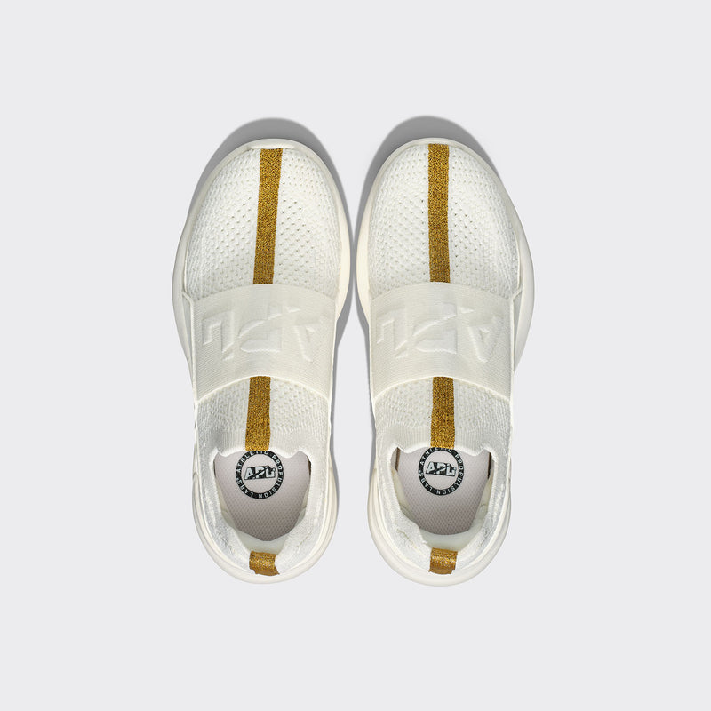 Youth's TechLoom Bliss Ivory / Metallic Gold / Racer view 1