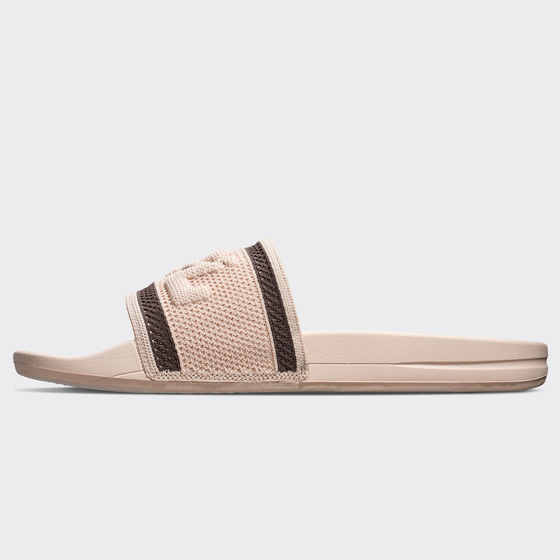 Women's Big Logo TechLoom Slide Oat Silk / Chocolate view 3