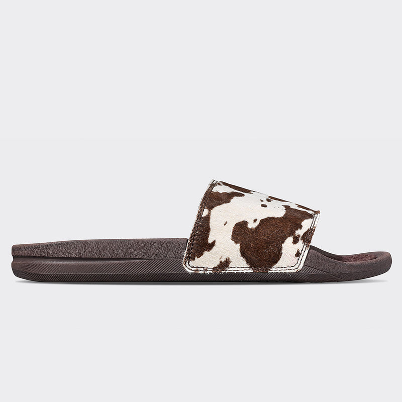 Women's Iconic Slide Deep Brown / White / Cow