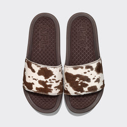 Women's Iconic Slide Deep Brown / White / Cow view 1